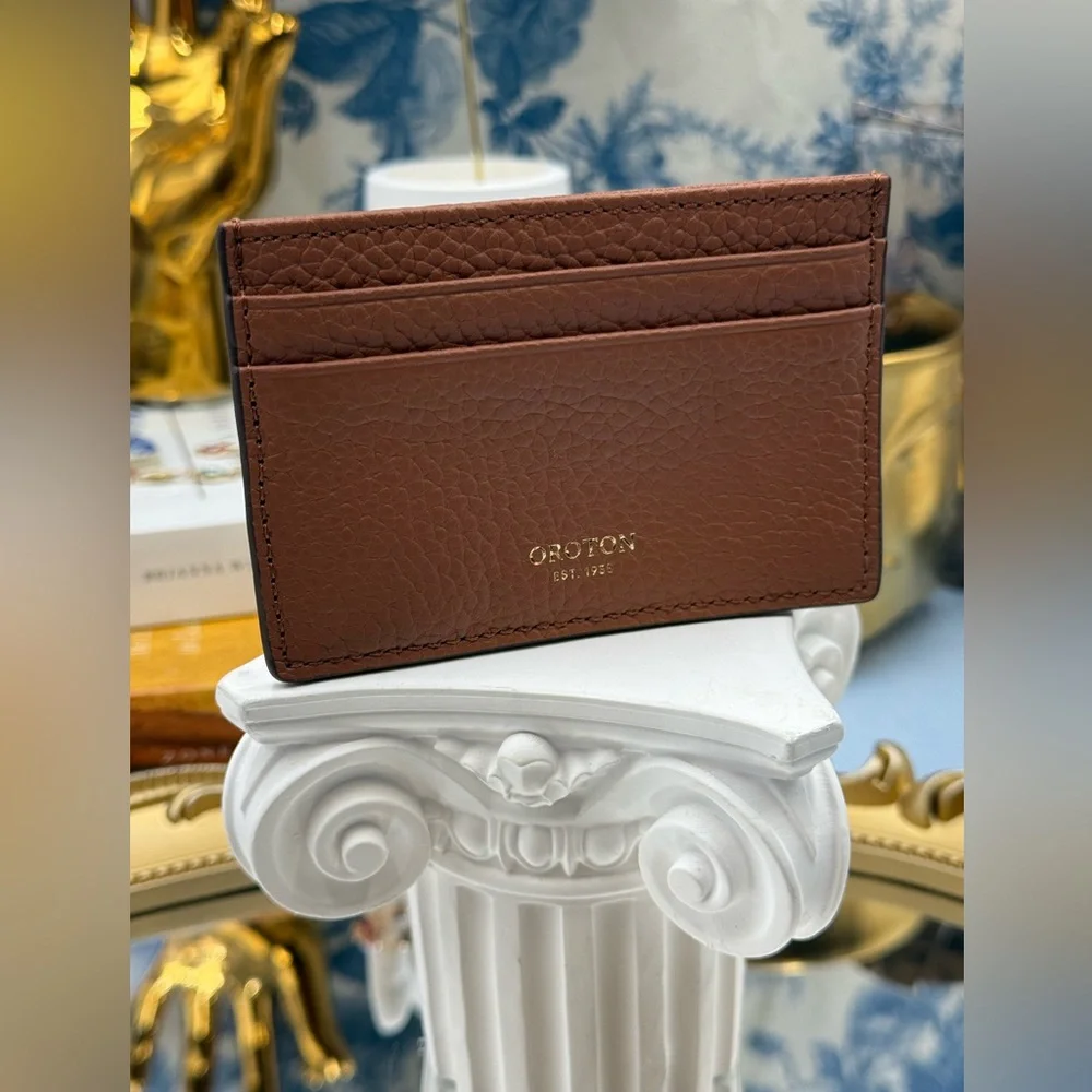 🆕 OROTON 🧿 NWOT Margot Card Sleeve, Whiskey Leather Cardholder